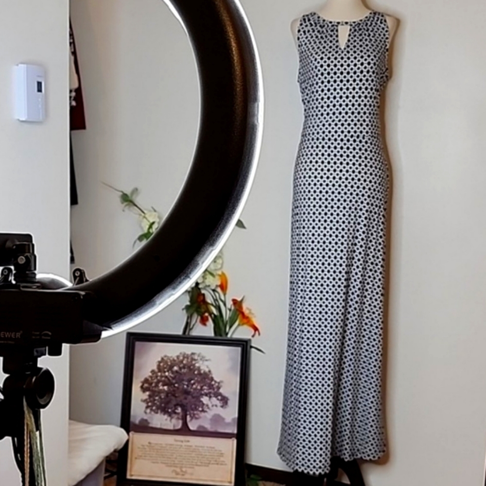 Banana Republic Geometric Maxi Dress Keyhole Back Tall Loungewear Pool Vacation
